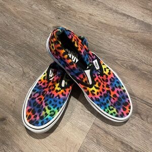 Vans Red and Pink Slippers with Colorful Slip-On Design